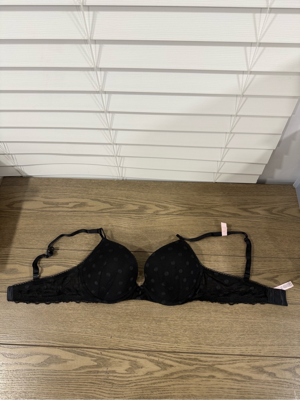 Victoria's Secret Black Polka Dot Lace Push-Up Bra